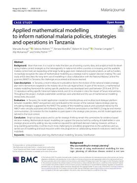 Applied mathematical modelling to inform national malaria policies, strategies and operations in Tanzania