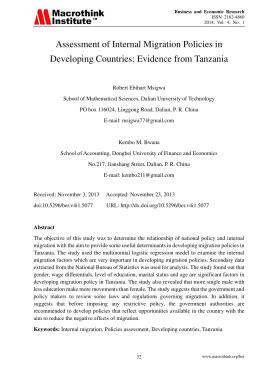 Assessment of Internal Migration Policies in Developing Countries- Evidence from Tanzania
