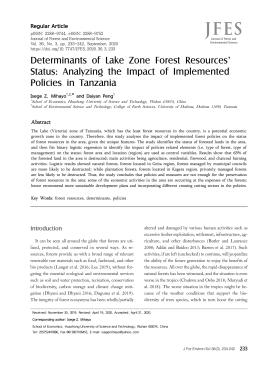 Determinants of Lake Zone Forest Resources' Status_ Analyzing the Impact of Implemented Policies in Tanzania