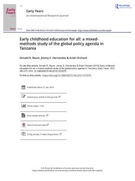 Early childhood education for all- a mixed-methods study of the global policy agenda in Tanzania