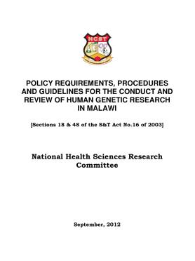Human Genetic Research Procedures and Guidelines Human Genetic Research Procedures and Guidelines