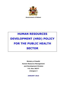 Human Resources Development (Hrd) Policy For The Public Health Sector