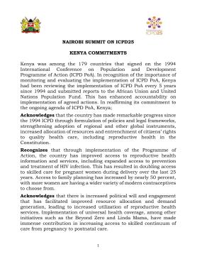 Kenya Country Commitments for ICPD25 Nairobi Summit 2019 Kenya Country Commitments for ICPD25 Nairobi Summit 2019