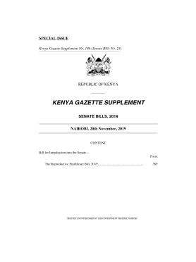 Kenya Reproductive Healthcare Bill, 2019 Kenya Reproductive Healthcare Bill, 2019