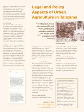 Legal and Policy Aspects of Urban Agriculture in Tanzania