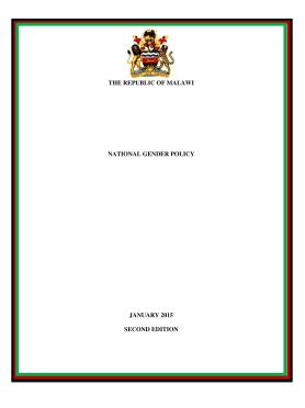 Malawi National Gender Policy 2015 Malawi National Gender Policy 2015