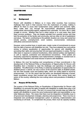 National Policy on Equalisation of Opportunities for Persons with Disabilities National Policy on Equalisation of Opportunities for Persons with Disabilities