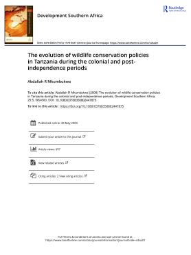 The evolution of wildlife conservation policies in Tanzania during the colonial and post independence periods