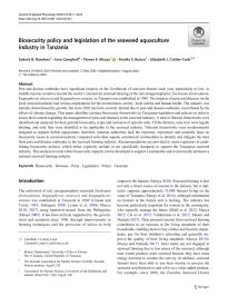 Biosecurity policy and legislation of the seaweed aquaculture industry in Tanzania