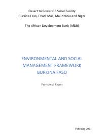 Environmental and social management framework - Burkina faso