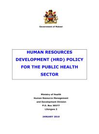 Human Resources Development (Hrd) Policy For The Public Health Sector
