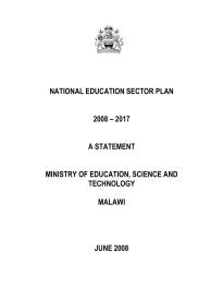 Malawi Education Sector Plans 2008-2017