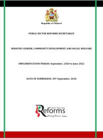 Ministry of Gender, Community Development and Social Welfare Public Sector Reforms Contract 2020 - 2022 Malawi