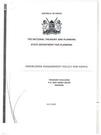 National Treasury and Planning Knowledge Management Policy Draft July-2020