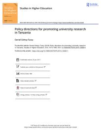 Policy directions for promoting university research in Tanzania