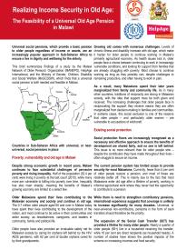 Realizing Income Security in Old Age - The Feasibility of a Universal Old Age Pension in Malawi