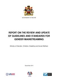 Report On The Review And Update Of Guidelines And Standards For Gender Mainstreaming 2014