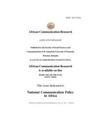 Research on national communication policy in Africa and Tanzania